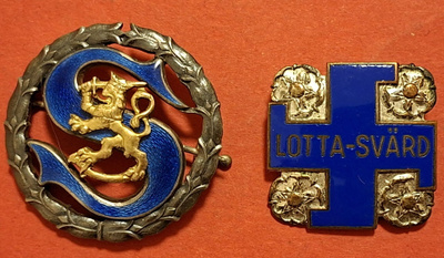 Lotta Svärd ja Suojeluskunta (hopeaa) mitalit. (KD4).