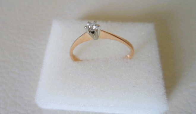 18K Kulta Timanttisormus 0,07ct koko 16,5