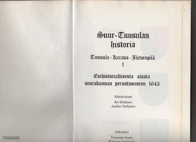 Siiriäinen et al..: Suur-Tuusulan historia 1, 1983, sid, K3+