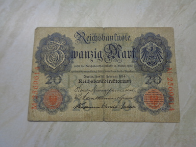 Saksa 20 Mark 1914 seteli