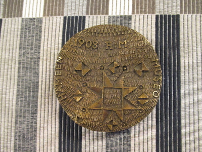 Hämeen Museo 65 vuotis juhlamitali/Aimo Tukiainen 1973.