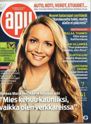 Apu n:o 33 2016 Marja Hintikka. Petteri Orpo. Tapio Wirkkala