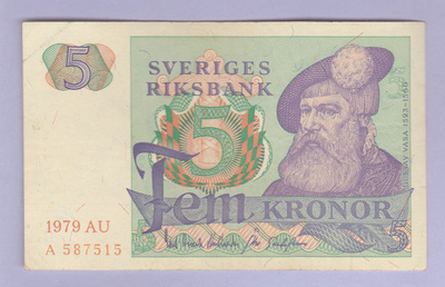 Ruotsi 5 Kronor v.1979 P-51d