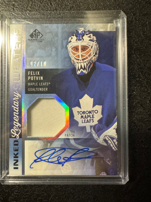 Upperdeck SP Gameused Felix Potvin patch auto /10