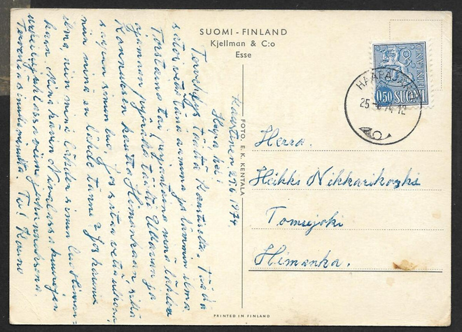 Postilähetys - Yl.m. 0,50 (LAPE 666) Haapajärvi 25.6.74