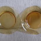 Vanhat  kellanruskeat lasilautaset  14,7 cm - 6 kpl - pikkukuva 2