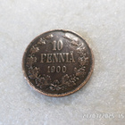 10  penniä   1900  kulkematon tasaisesti  patinoitunut. - pikkukuva 1