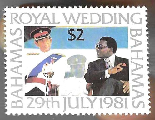 DIANA JA CHARLES 1981 ROYAL WEDDING BAHAMAS POSTITUOREENA