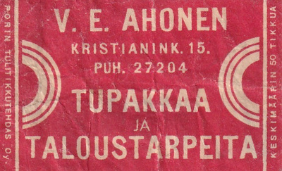 V. E. Ahonen, Kristianink. 15   3/16