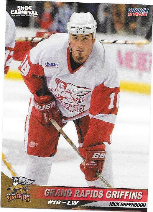 2002-03 Grand Rapids Griffins #12 Nick Greenough farmi Gooni