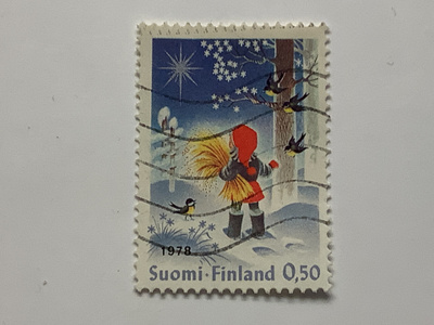 832 / 1978 Joulu - viljalyhde linnuille o leimattu