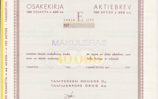 OKK 1951 Tampereen Rohdos Oy (Tamro Oy) bla, Tampere osakek.