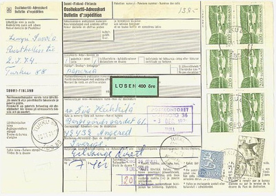 1964 2mk maisema 6-ryhmä ym paketti Ruotsiin, lösen 400öre