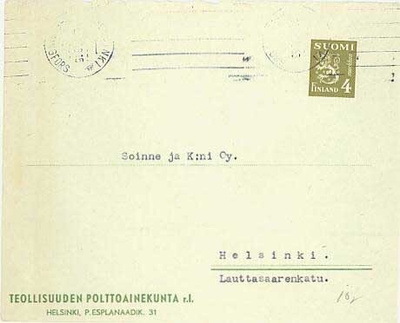 1945 4mk oliivi leijona paikalliskirje