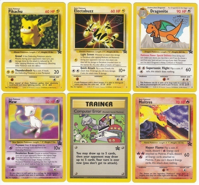 Pokemon Black Star Promo -kortteja eri vuosilta (1999-2022)