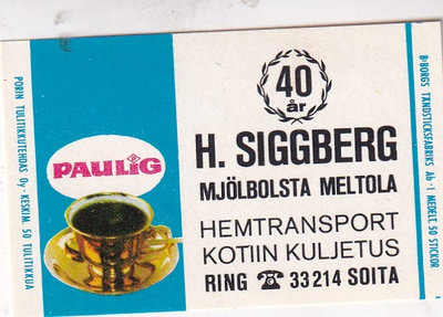 Meltola H. Siggberg 40 år , Paulig  s4/1