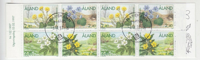 Åland 1997 Kukkia arkki loistoleimalla.