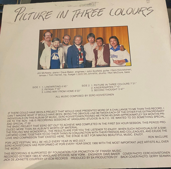 Eero Koivistoinen: Picture in Three Colours 1983 LP