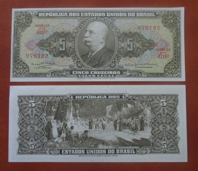 BRAZIL 5 CRUZEIROS UNC (K15-S67)
