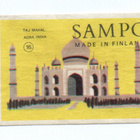 Tulitikkuetiketti SAMPO n:o 16 TAJ MAHAL Agra, Intia - pikkukuva 1