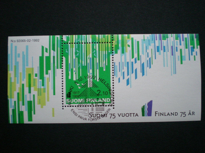 FDC-leimattu blokki Suomi 75 vuotta - LaPe BL9 o