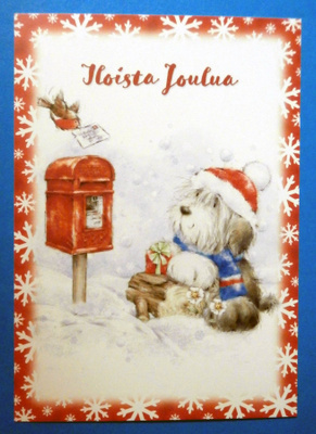 Joulukortti - Koira postilaatikolla - uusi