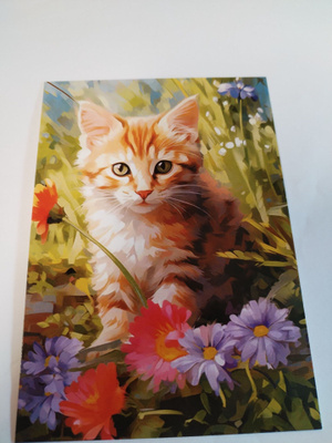 Kissa kortti,kulkematon,vaikka kehyksiin tauluksi.