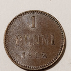 *Suomi * 1 penni *1902*Nikolai II Copper/Kupari *1+ - pikkukuva 1