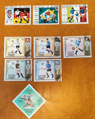 POSTIMERKKI ERÄ 9kpl "Jalkapallo MM/OLYMPIA v.1964-1972