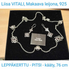 3 korua, L.VITALI, LEPPÄKERTTU-kääty, korvakorut, rannekoru - pikkukuva 1