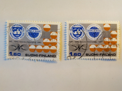 Postimerkki IMF IBRD Helsinki 1982