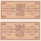 Suomi 100 mk 1957 2 peräkk. no:a kl 8-9 - pikkukuva 2