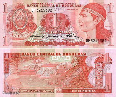 Honduras 1 Lempira v.1980 (P-68a) UNC