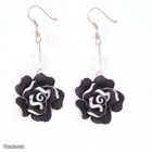 0336 .. Elegant Black & White Rose .. Korvakorut - pikkukuva 1