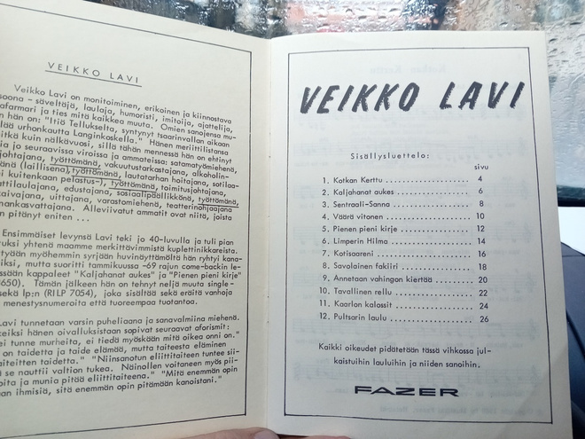 Nuottikirja Veikko Lavi ( 1969 ) SIS POSTIKULU