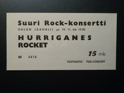 HURRIGANES Pääsylippu OULUN JÄÄHALLI 19.11.1976. MINT!