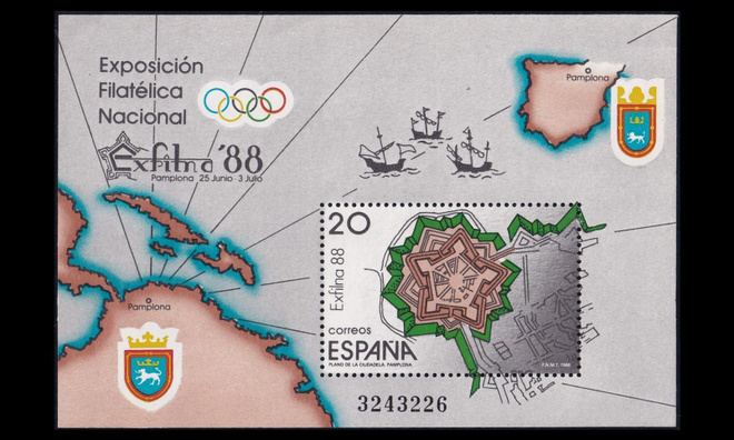 Espanja 2835BL32 ** Postimerkkinäyttely EXFILNA (1988)