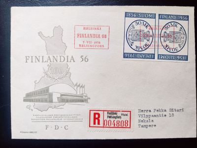 1956 Suomen Postimerkki 100 vuotta FDC LaPe 457