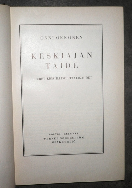Onni Okkonen : Keskiajan taide   1941 1,p.
