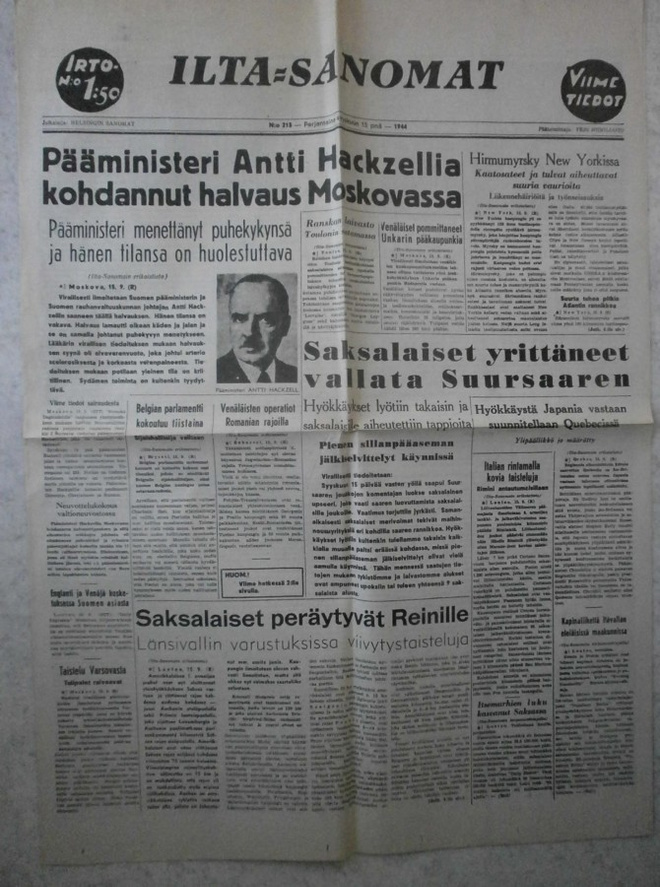 Ilta-Sanomat, 15.9.1944, N:o 213 (Näköispainos)