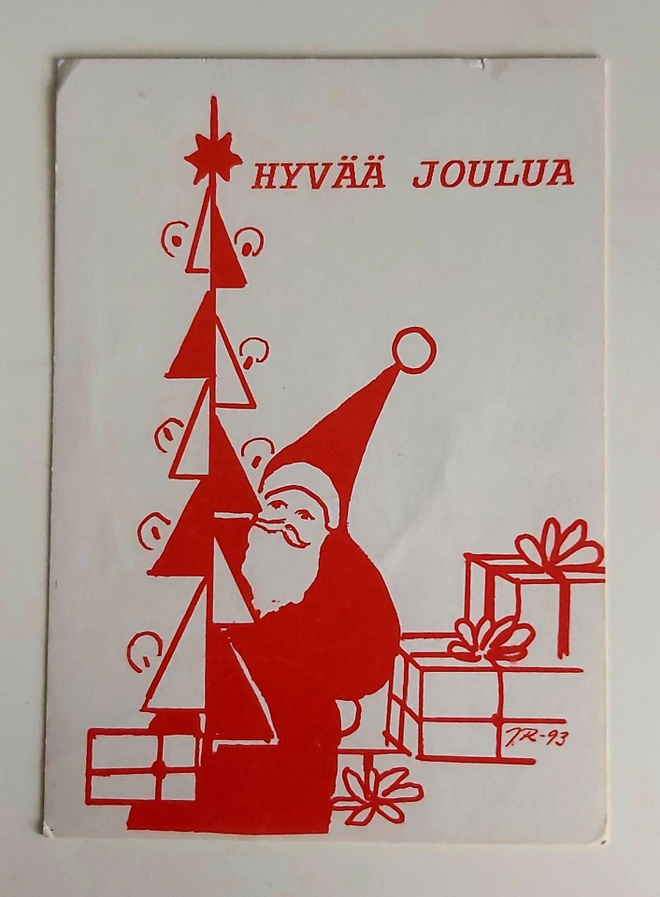 "Joulupukki ja kuusi"-KULKEMATON POSTIKORTTI