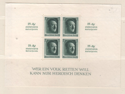 Saksa 1937 Mi bl 11 ilman liimaa ja leimaa Mi * 90€