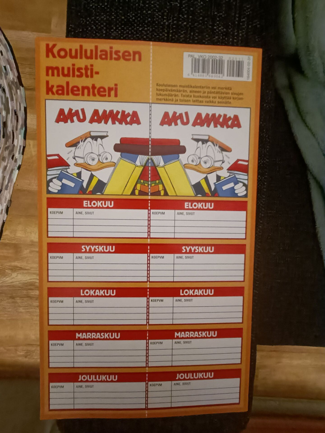 Koululaisen muistikalenteri