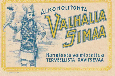JUOMA ETIKETTI -  VANHA ETIKETTI VALHALLA SIMAA  (K15-S79)