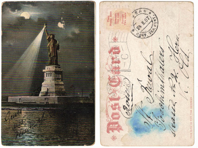 Vanha kortti, Yhdysvallat, New York, vuodelta 1907