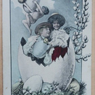Ch. Scolik: Tytöt munassa ja kerubit munan kanssa, p. 1904 - pikkukuva 1