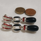 vintage Cabochon korvakorut emaloitu silver plated - pikkukuva 3