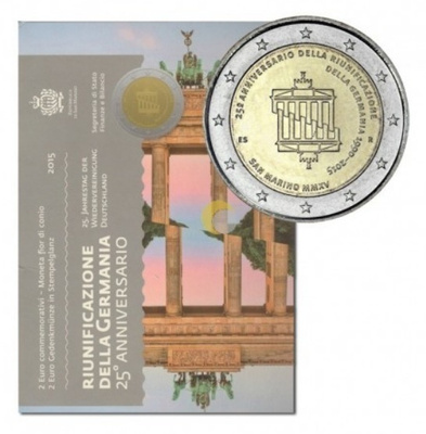 ** SAN MARINO 2€ 2015 Saksan yhdistyminen kansiossa **