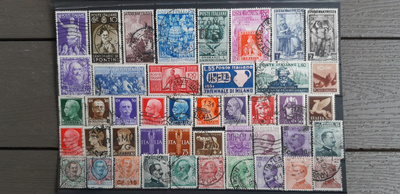 ITALIA VANHAA LEIMATTUJA postimerkkejä 44 kpl