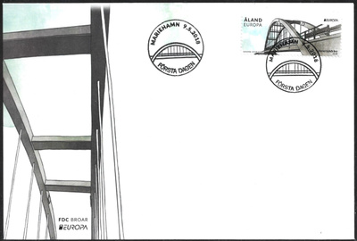 FDC Åland 2018 Eurooppa merkki  Siltoja  LaPe ÅL 442